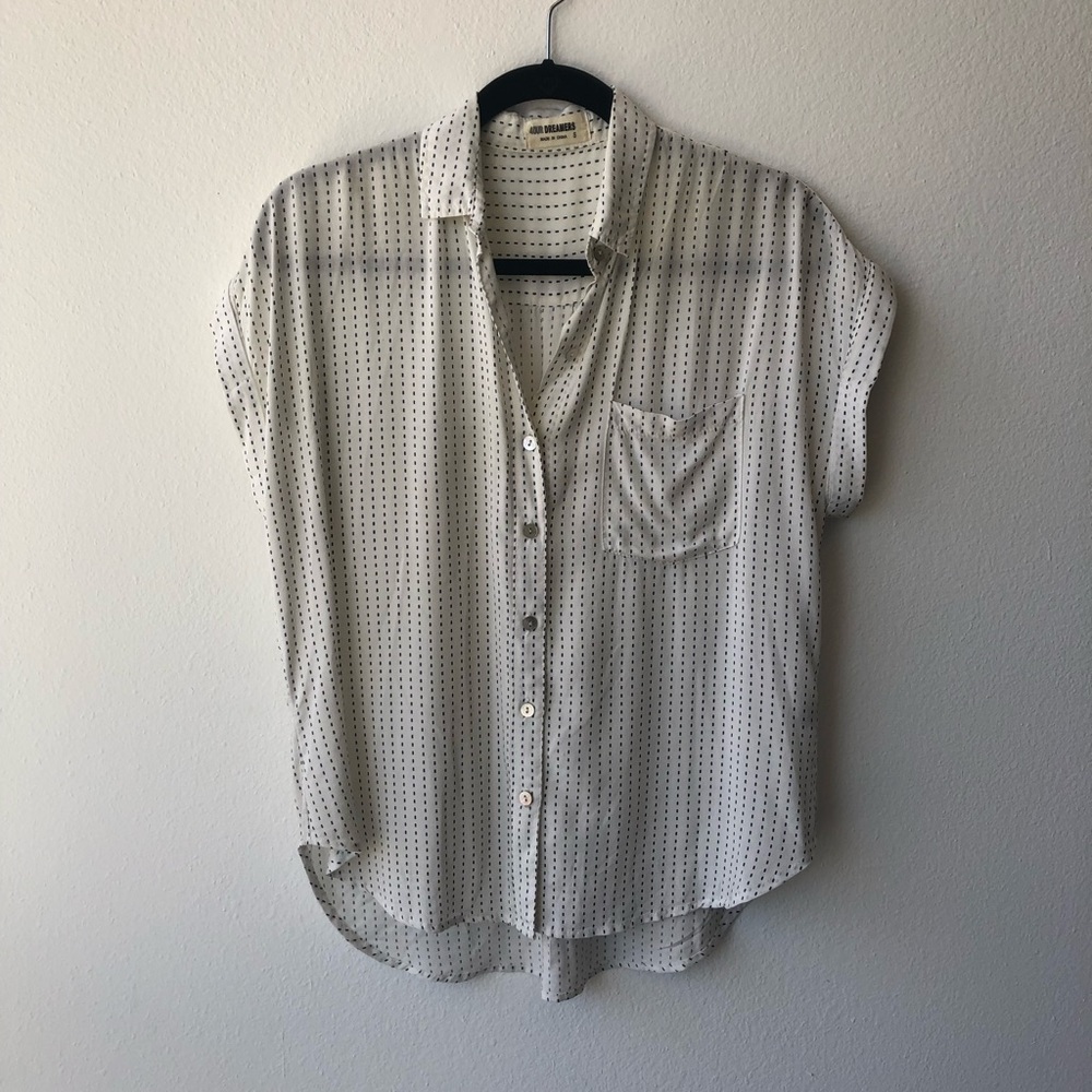 Cute cap sleeve button down blouse
